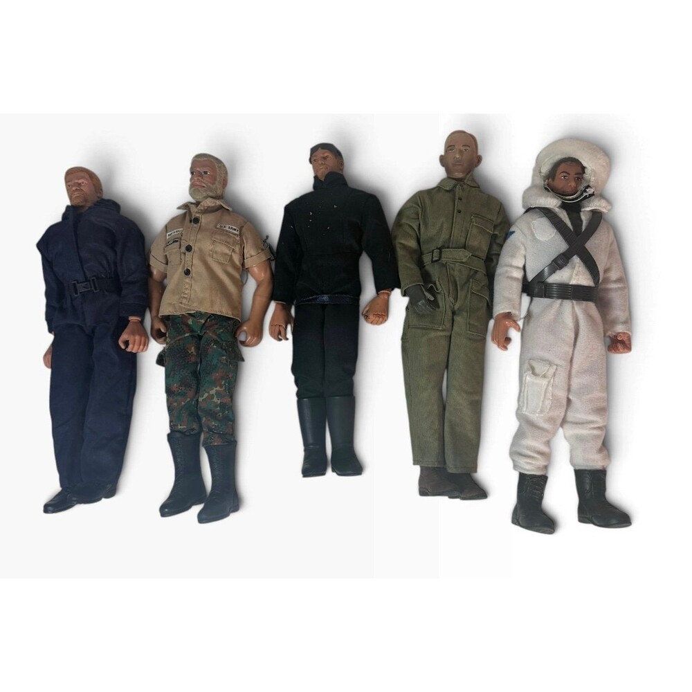 Vintage 12" Action Figure Lot of 5 G.I. Joe Style Military Uniforms Boots